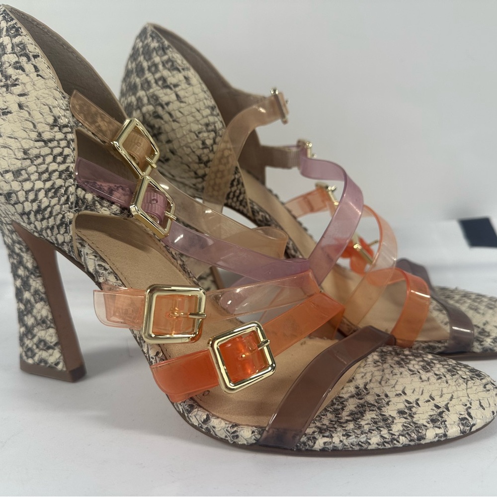 Louise et Cie Isoldah Multi-Strap Snake-Print Heels
